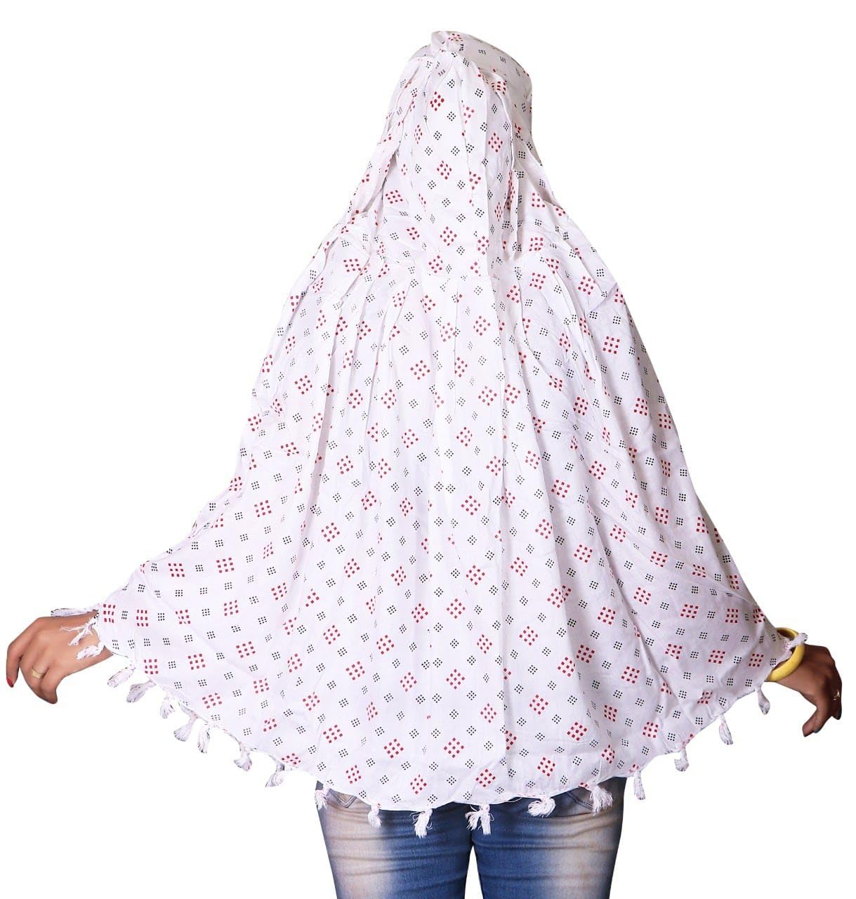 SIX SIGMA Cotton Long Scarf Cum Mask Scarves Usable For Vehicle Driver | White Printed Design | Universal Size | For Girl & Women | Breathable Sun Protection Light Weight, (female) 1