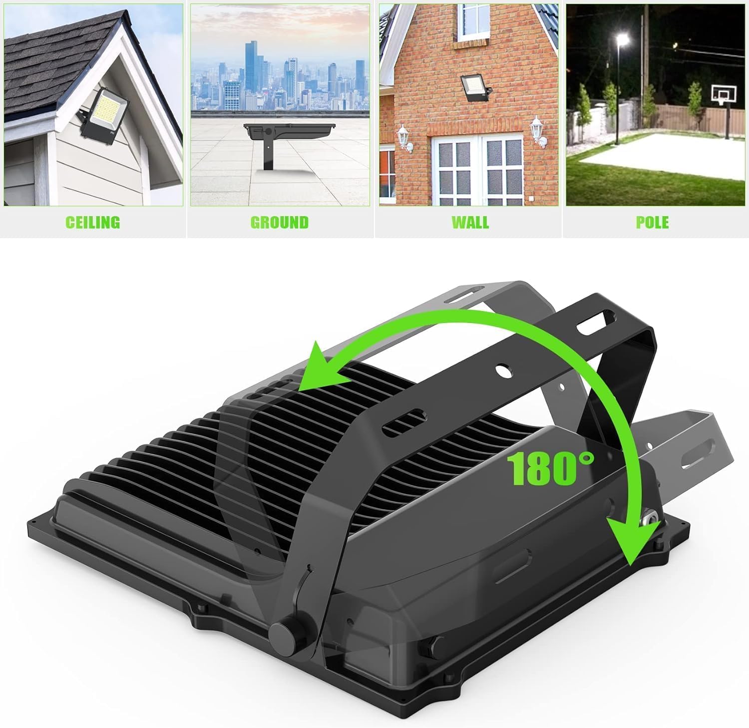 4 Pack 240W AC100-277V LED Stadium Light Flood Light LED Tennis Court Lights ETL Listed 33600LM 5000K IP65 Waterproof Basketball Court Lights Outdoor