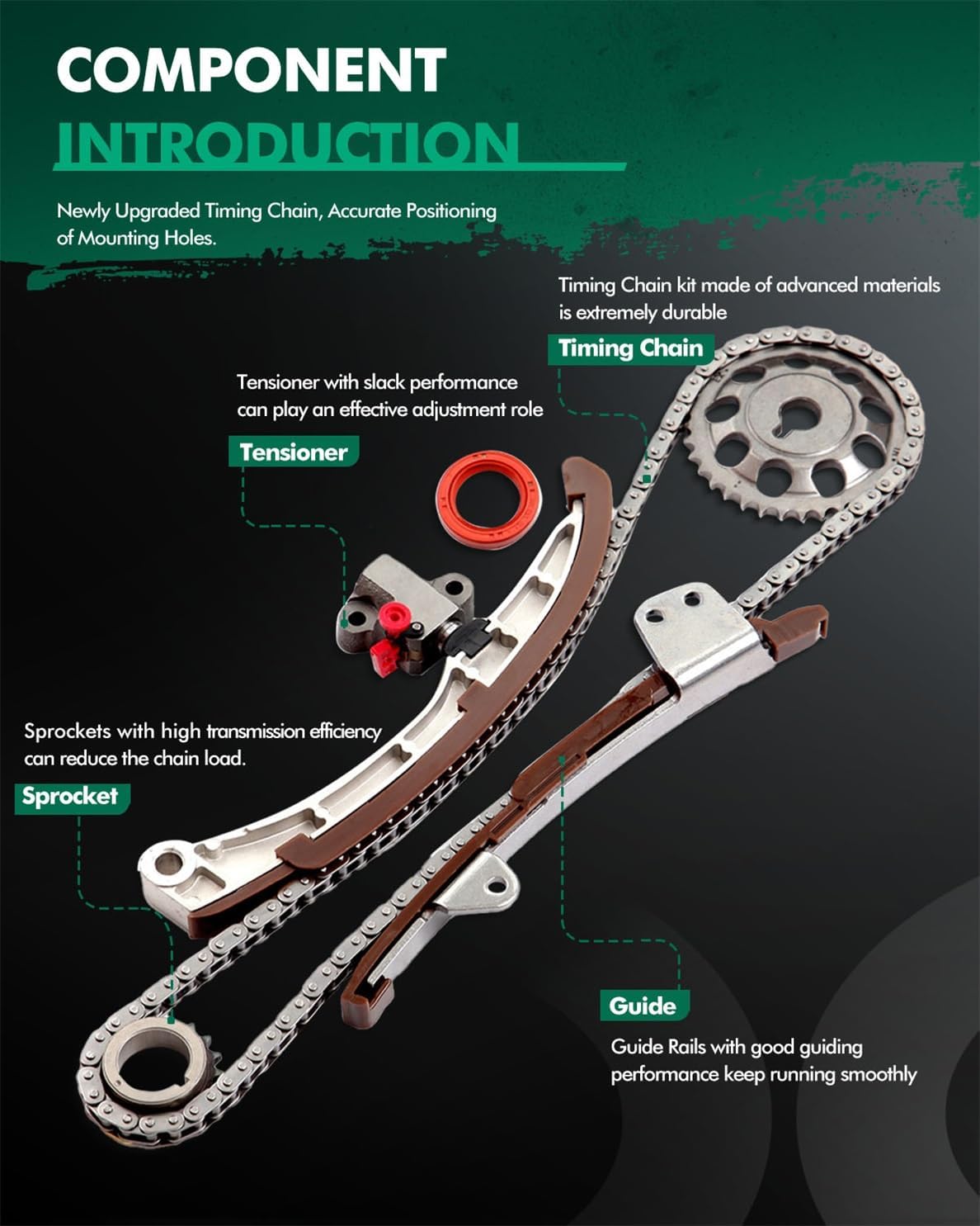 Engine Timing Chain Kit - TK2045, TK2045, 13523-0D010, 13506-21050, 13540-21020, 13561-21040, 13559-21030Fit For Toyota for Scion for Prius C for Yaris Echo for Prius xA xB 1.5L