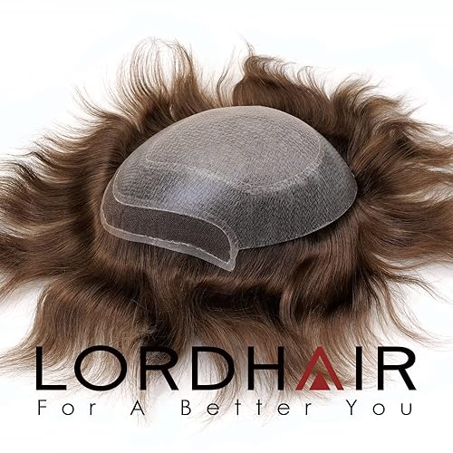 Miniatura 6 de Lordhair Tupé de cabello humano para hombres, piezas de cabello frontal de encaje francés, 0.004 in, piel fina inyectada con encaje de diamante,