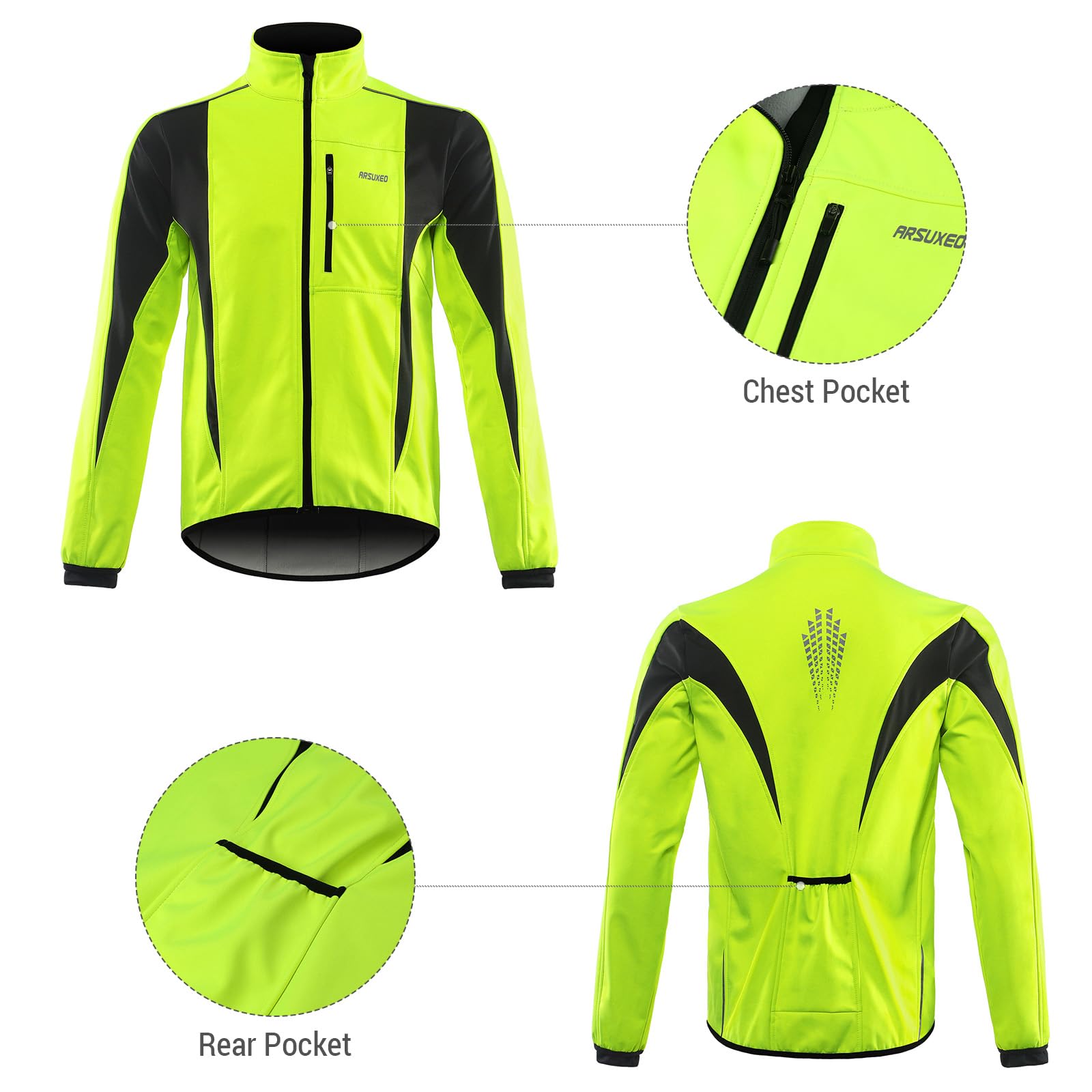 Lixada Chaqueta de Ciclismo de Calentamiento de Invierno, Ropa de Abrigo Transpirable para Bicicleta, Chaqueta de Ciclismo Impermeable a Prueba de Viento