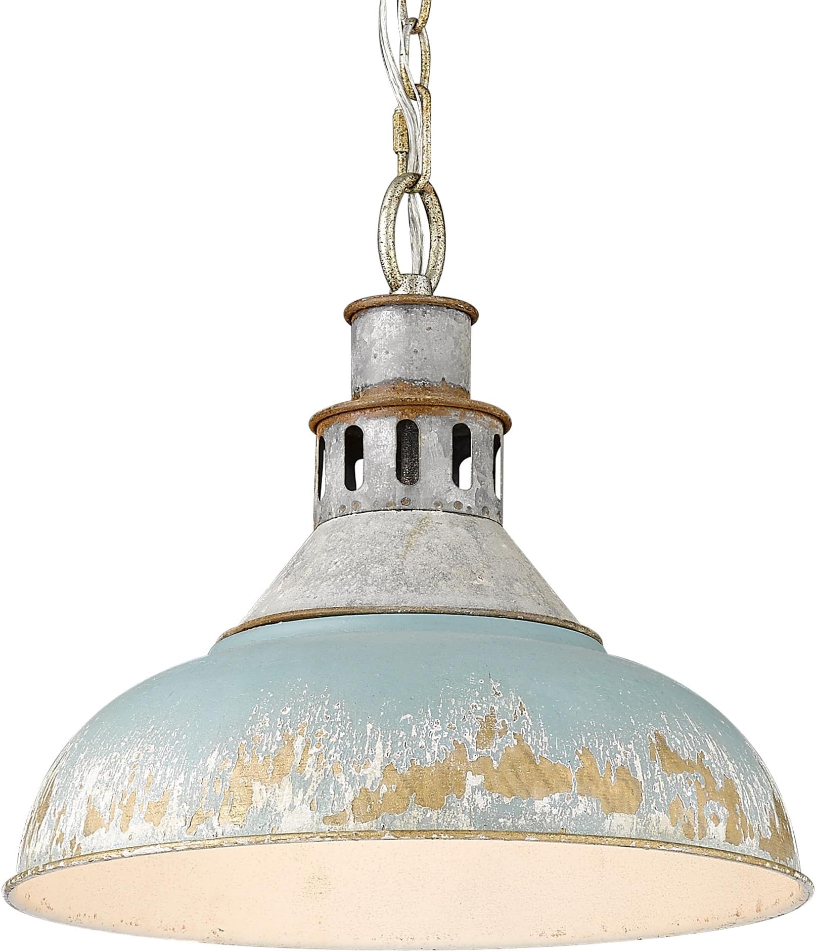 Golden Lighting 0865-L AGV-Teal Kinsley Pendant, Aged Galvanized Steel- Pendant Lights, Ceiling Light, Ceiling Light Fixture, Pendant Light Fixture, Pendant Lights Kitchen Island