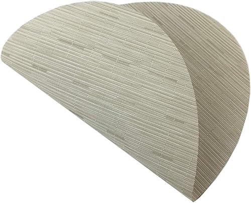 Miniatura 6 de Juego de 6 manteles individuales de vinilo tejido ovalado de bambú de imitación rojo A, resistentes al calor, lavables para mesa de cocina, color