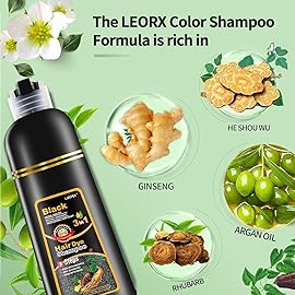 2 Pack Black Hair Dye Shampoo, Leorx 3 In 1 Black Color Shampoo Dye For Gray Hair Instant Herbal Coloring For Women & Men - Tintes Para El Cabello
