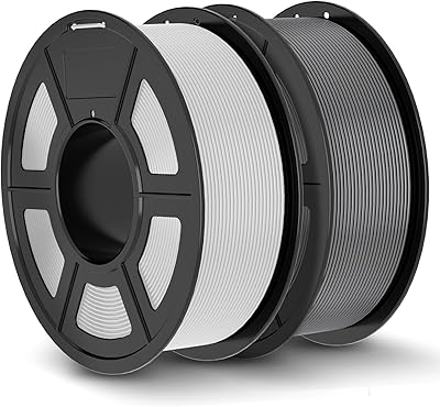 19 – JAYO PLA+ Filament1.75mm, 3D Printer Filament, 1.1KG 2 Spool, Dimensional Accuracy +/- 0.02 mm, 3D Printing Filament White+Grey