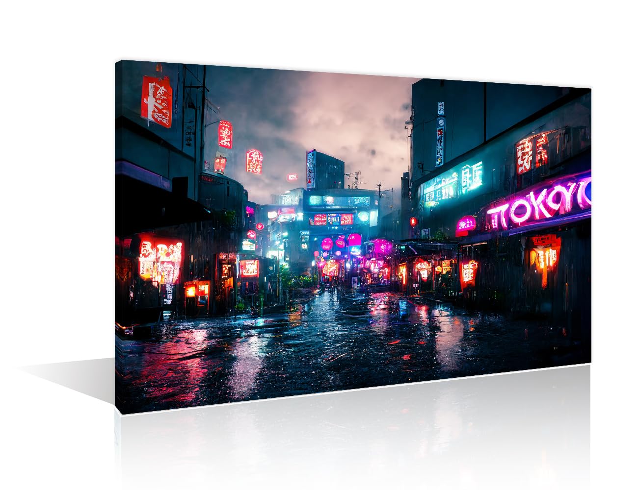 Canvas Wall Art for Living Room Futuristic Cyberpunk City Modern Home Decor Streets of Cyberpunk City Posters Artwork for Bedroom Office Wall Art Painting Pictures Ready to Hang