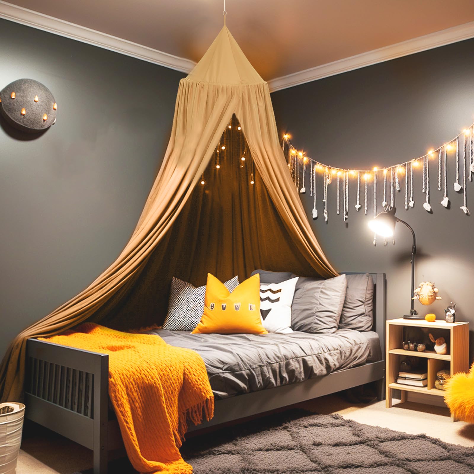 SESAMIS Canopy Children's Room, Bed Canopy, Baby Cot, Children's Room, 4 Colours, Hanging Round Princess Insect Net - Image 3