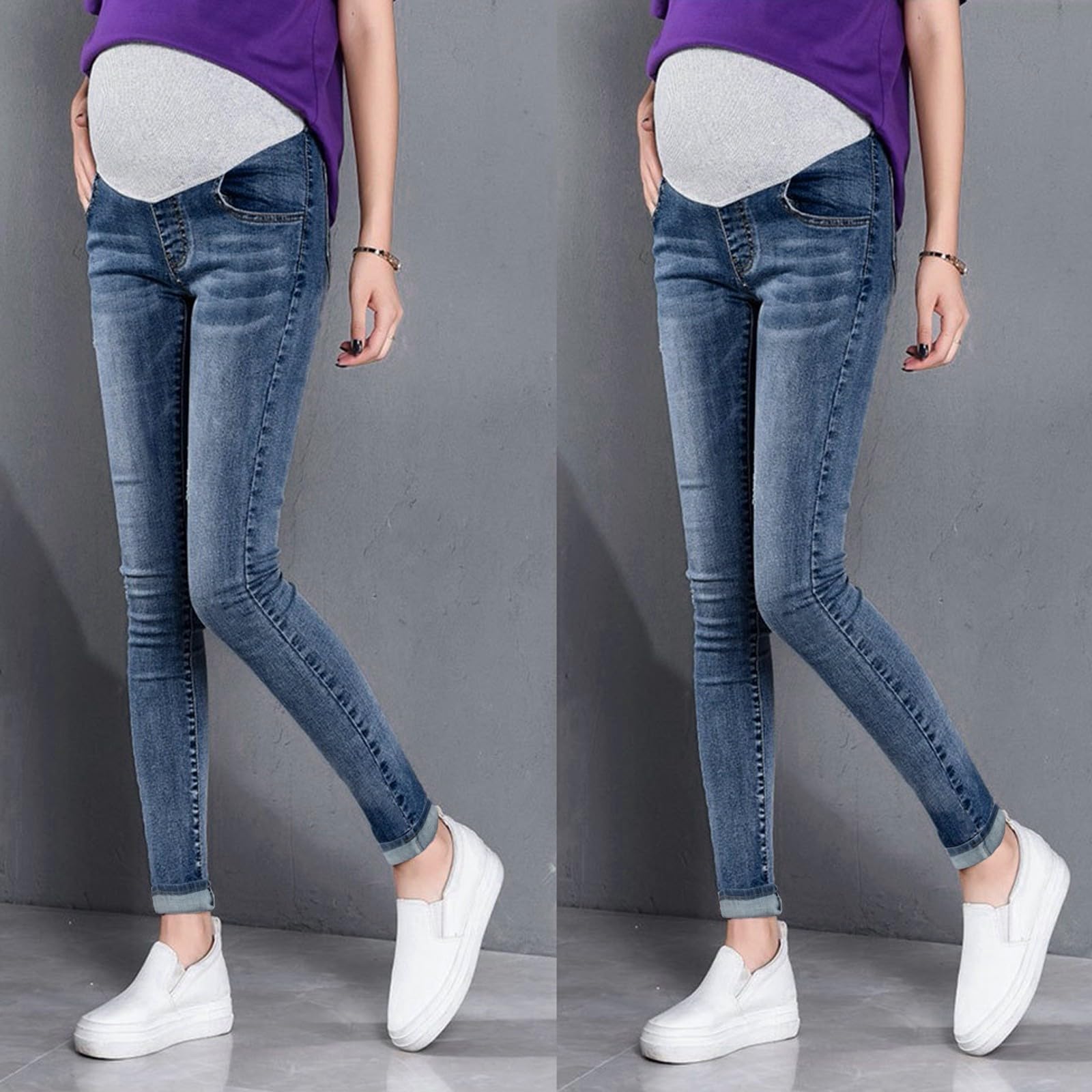 Generisch Ropa de embarazo, pantalones vaqueros para embarazadas, pantalones rotos de maternidad, pantalones deportivos para mujer