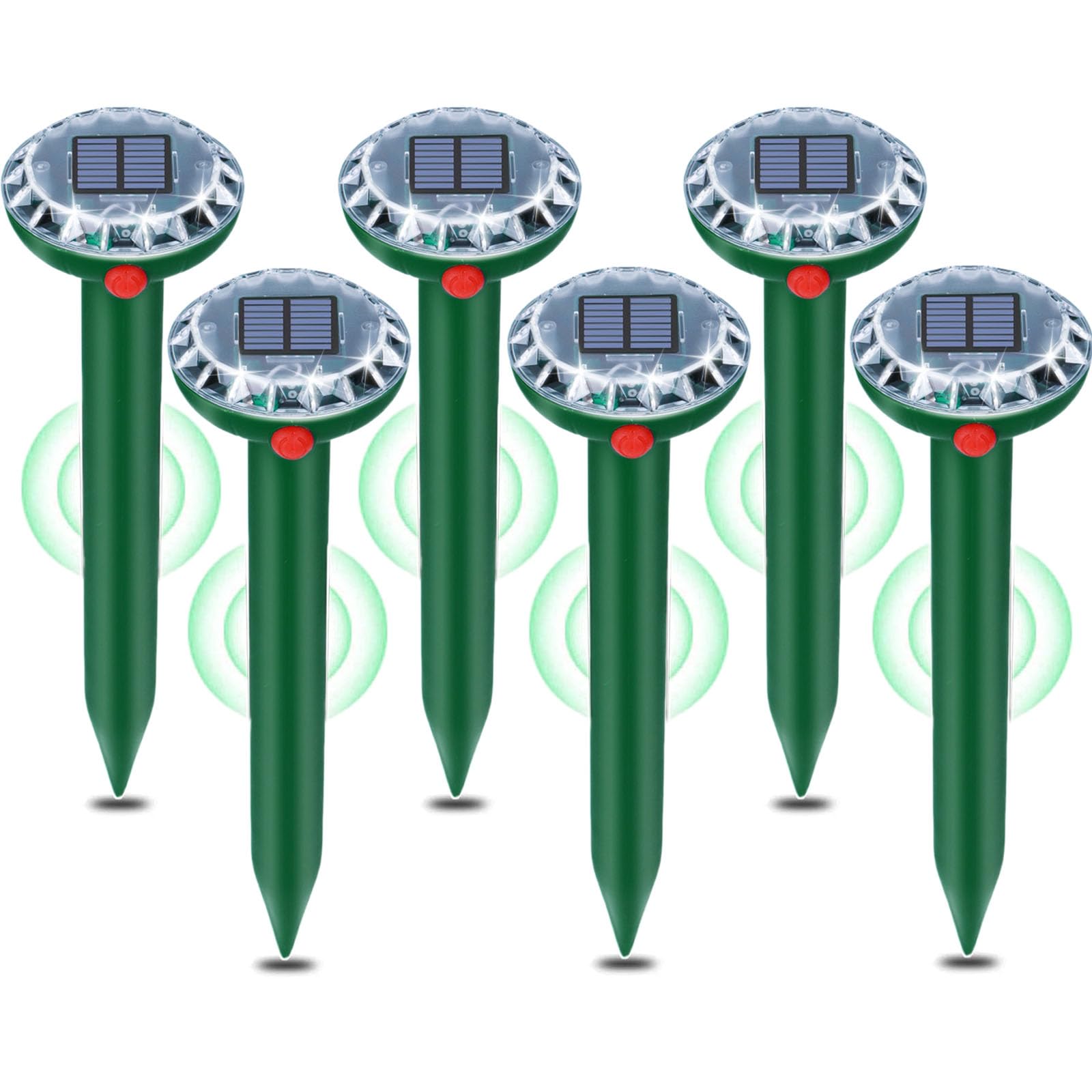 Anti Taupe Solaire Vibration et Ultrasons 6 Pièces,Repulsif Taupe Ultrason Solaire,Répulsif Serpent Ultrason avec IP65 Imperméable,Repousse Les Taupes et Autres Rongeurs pour Le Extérieur et Jardin