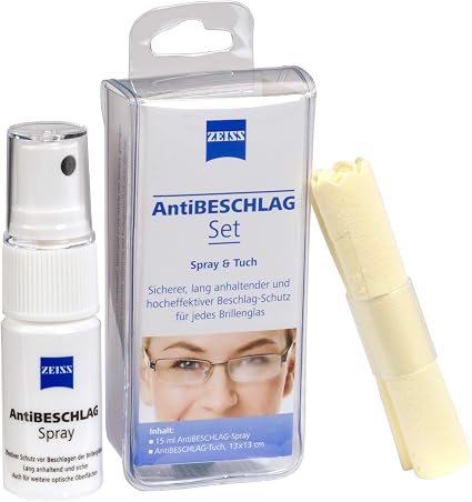 ZEISS - Set anti-appannamento (spray 15 ml + panno), protezione efficace  contro le lenti appannate : Amazon.it: Salute e cura della persona
