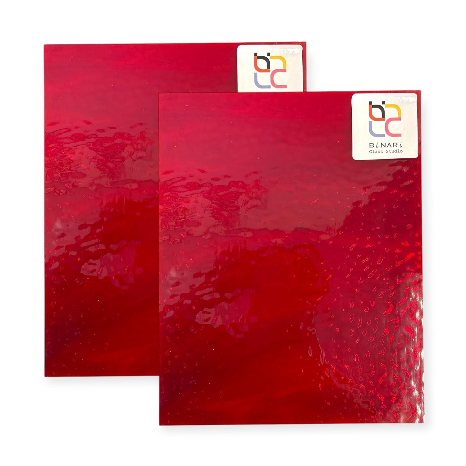 Wissmach Copper RED English Muffle Stained Glass Sheets – Ripple Texture, 2 Pack | Handcrafted in USA | Curated by BiNARi Glass Studio (8 X 10 in (2 Pack))