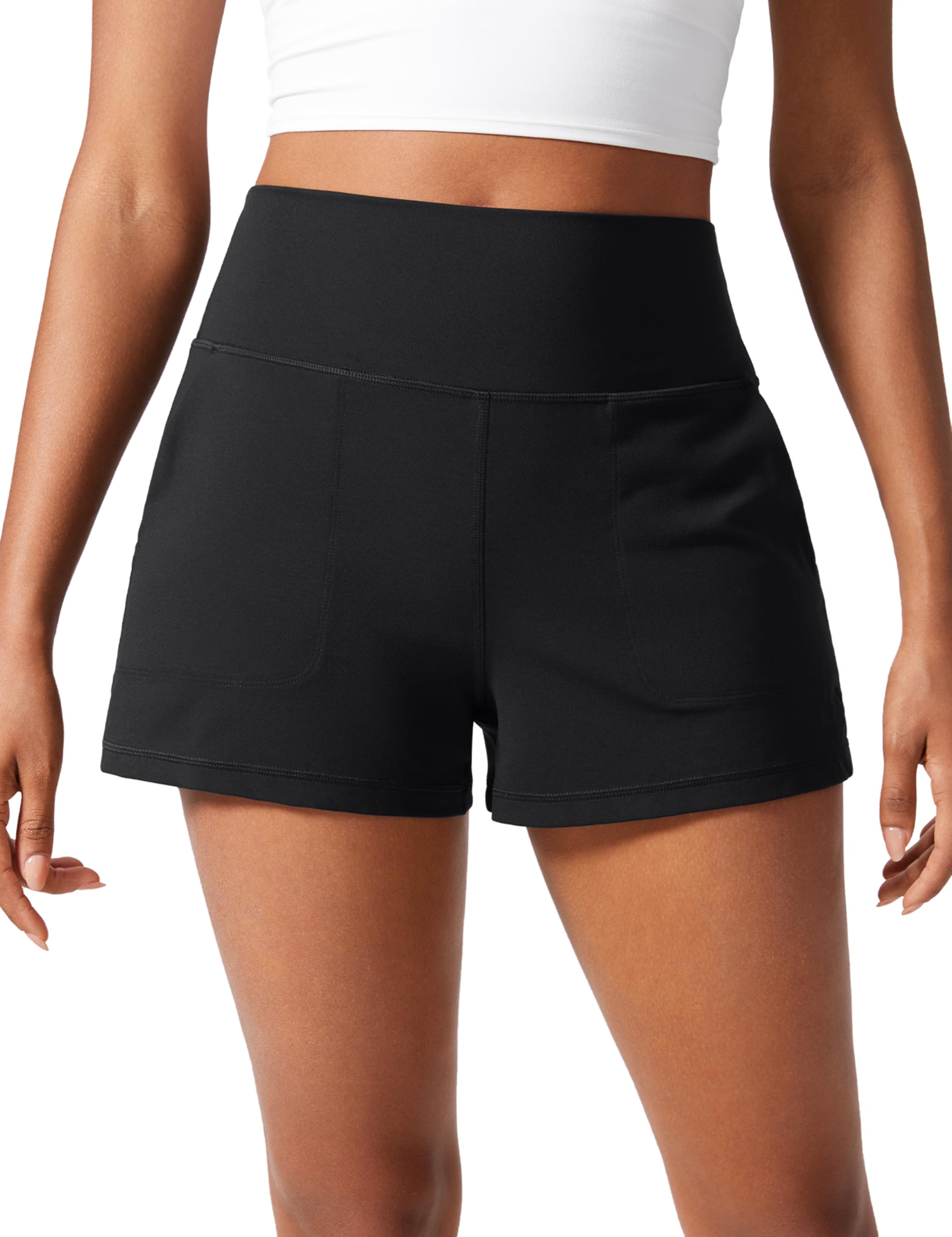 CRZ YOGA Butterlift Linerless Shorts for Women 3" - High Waisted Comfy Yoga Casual Lounge Workout with Pockets