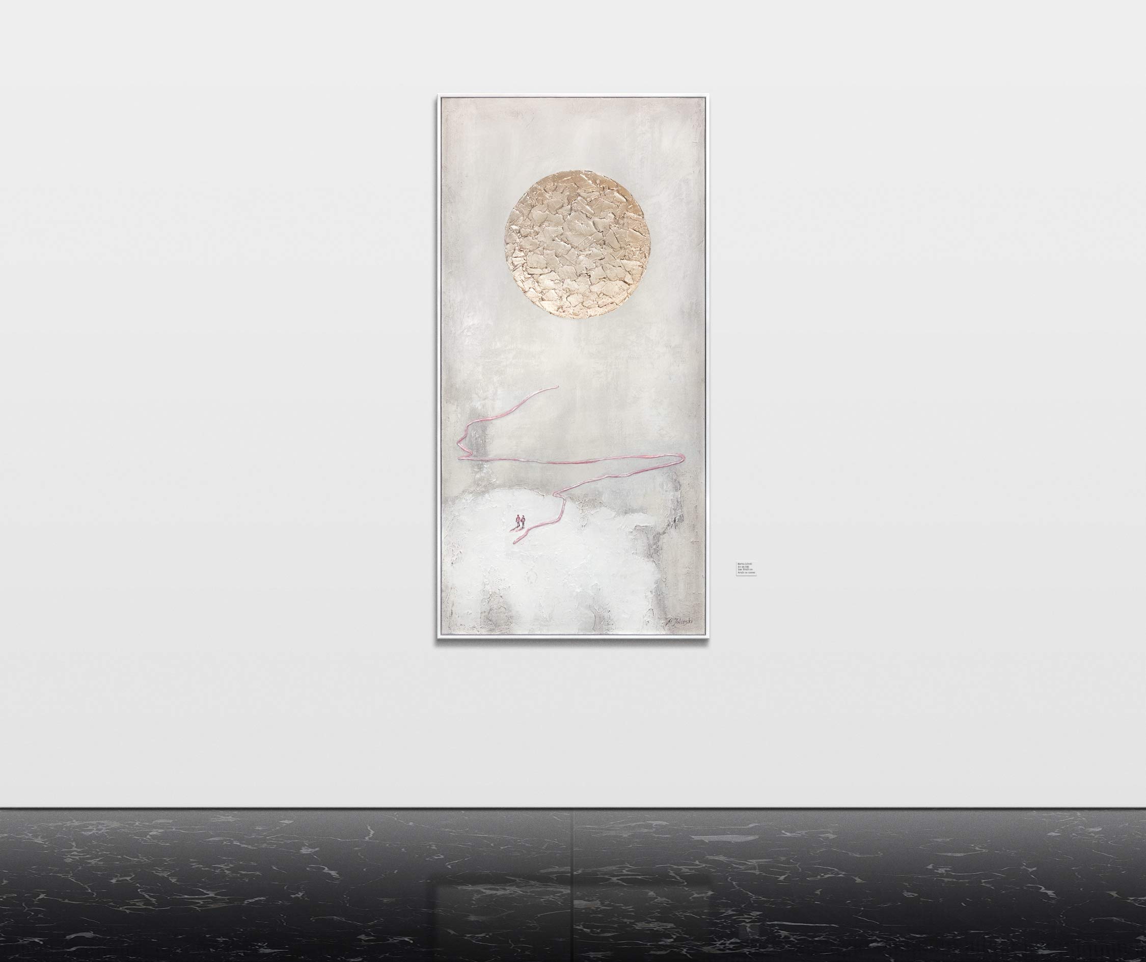 YS-Art Tableau Abstrait Blanc et Beige Peint Main pour Chambre et Salon