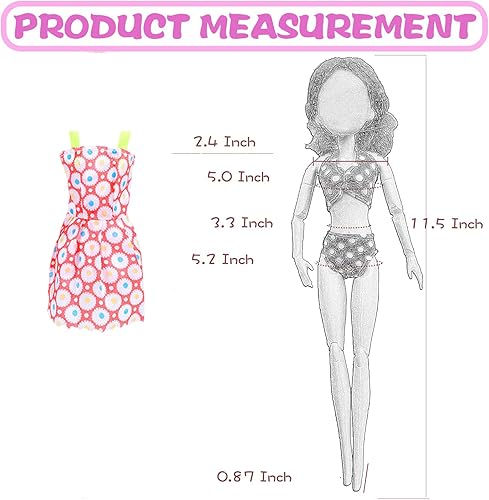 Miniatura 9 de 70 piezas de ropa de muñeca y accesorios para Barbie hechos a mano 2 abrigos de invierno 1 suéter 7 vestidos de fiesta 5 blusas 5 pantalones 1