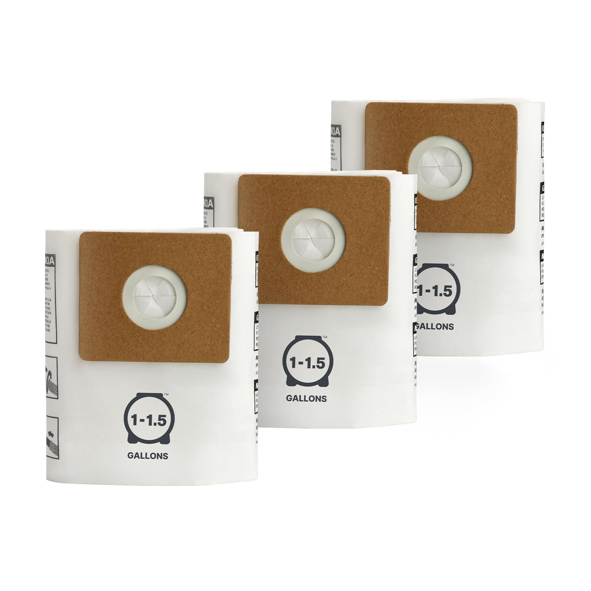 Shop-Vac 9066733 Disposable Filter Bags, Fits 1-1.5 Gallon Tanks, Dry Pick Up Only, White, (3-Pack)