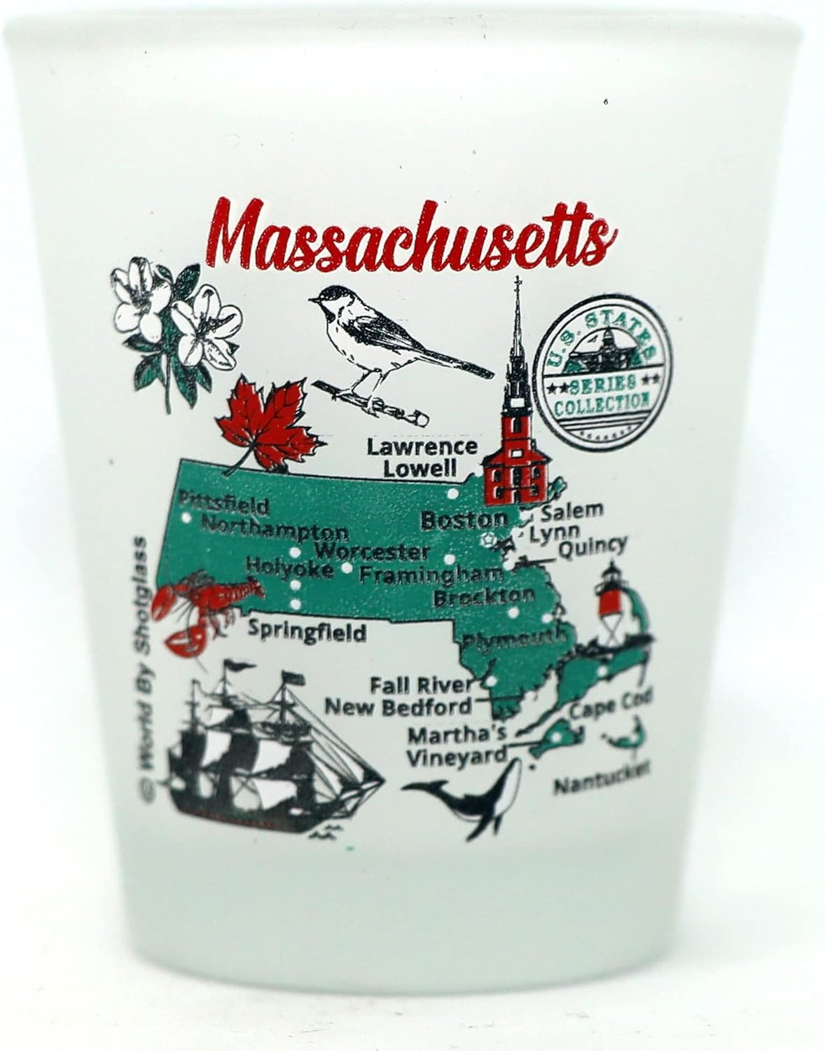 World By Shotglass United States USA New England States Souvenir Boxed Shot Glass Set (Set of 6)