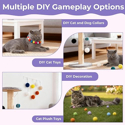 Miniatura 5 de 100 bolas de juguete para gatos, bolas interactivas de felpa suave de 1 pulgada para gatos peludos gatitos, juguete silencioso para gatos y mascotas