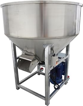 220V Feed Mixer Blender 4KW Vertical Feed Mixing Machine Stainless Steel Plastic Mixer Capacity 440lbs for Particle Grain Seed Dry and Wet Use, Without Lid
