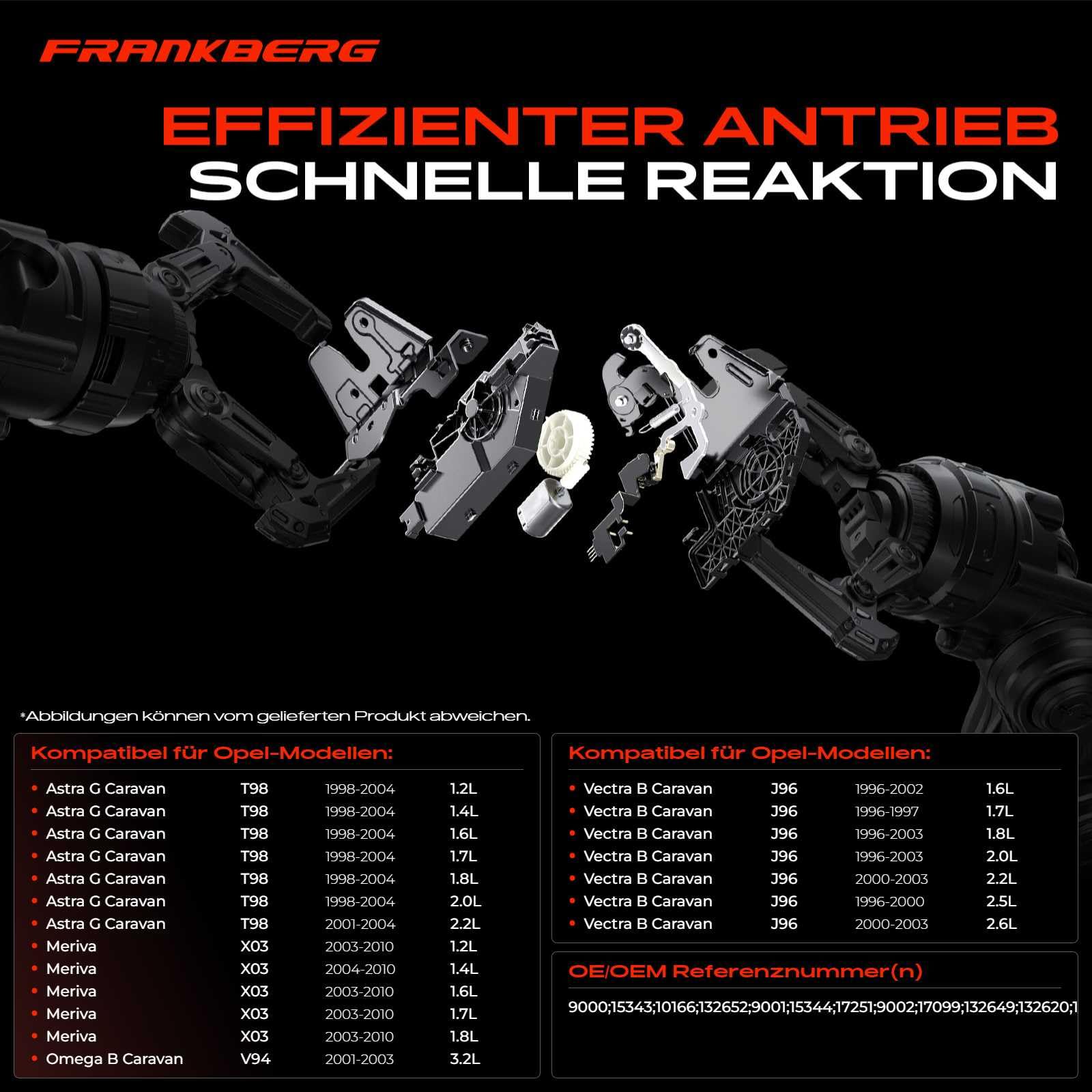 Frankberg Heckklappenschloss 2-Polig 90563999 | Kompatibel mit Combo Kasten/MPV, Astra G Caravan T98, Meriva X03, Vectra B Caravan J96, Zafira A MPV T98