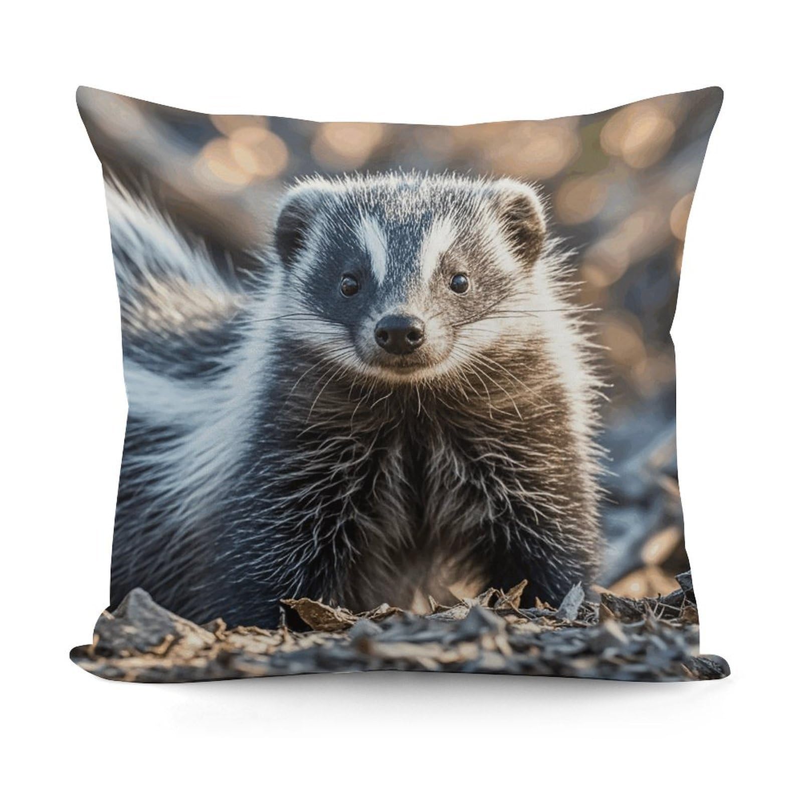 LZQPOEAS Skunk Throw Pillow Cover 18x18 in Breathable Square Pillow Case Cozy Soft Pillowcase Protector Fashion Modern Couch Cushion Case for Living Room Bed Sofa Decor