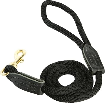 British Rope Lead with Brass Snap for Dogs, 4ft, Black, Comfortable and Durable Traditional Rope Lead with Brass Hardware for Walking and Everyday Use, Made in USA