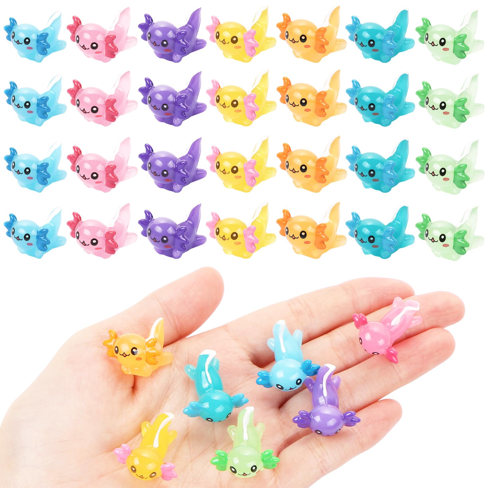 32 Figurines Axolotl Miniatures Luminescentes – Brillent Dans Le Noir, Pour Décoration Jardin, Plantes En Pot, DIY