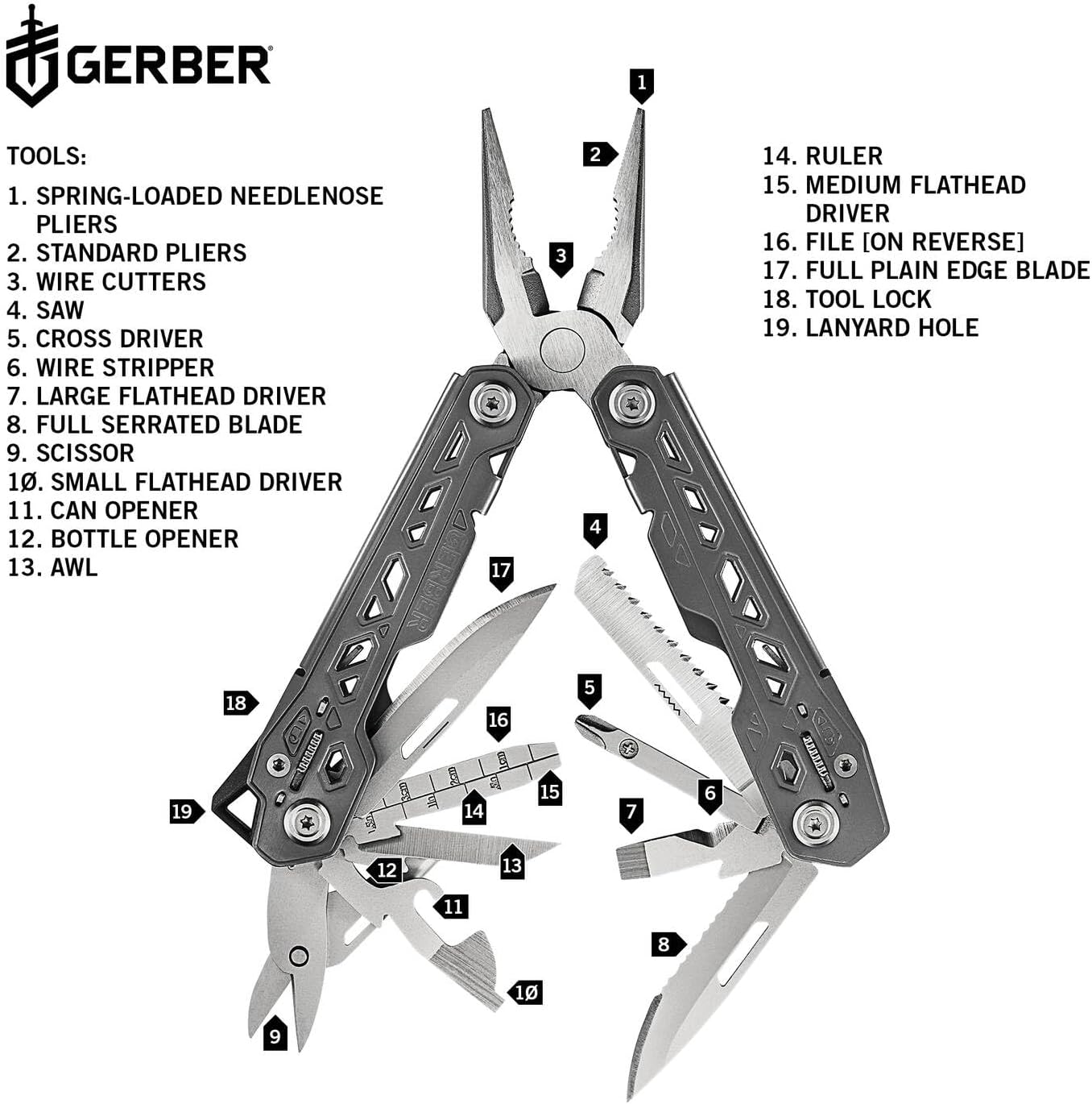Gerber Truss Multi-Tool with Nylon Sheath and 17 Functions 30-001546