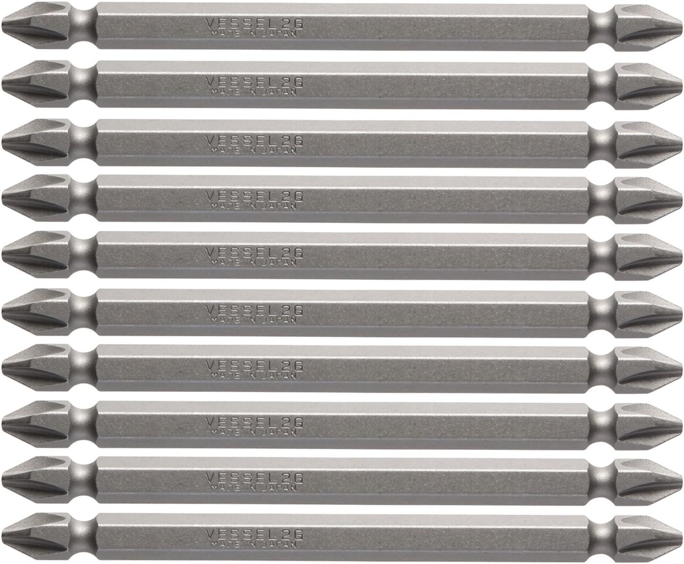 Vessel B43 ZP Double-ended Bit Air for Electric Drivers + 0.08 x 3.9 inches (2 x 100 mm), Set of 10, Hardness: G (Standard Hardness)