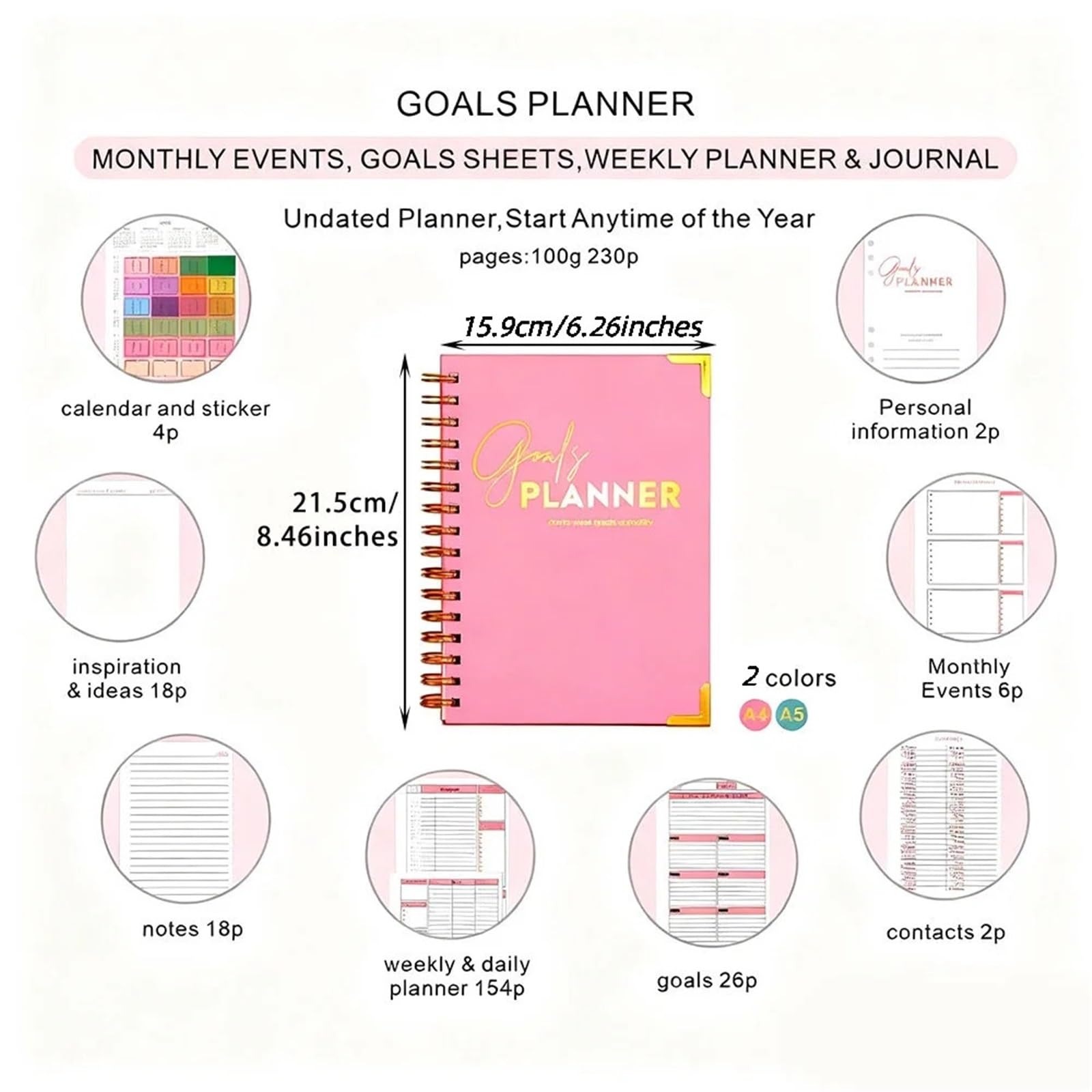 Fixation d'objectifs Cahier à spirale