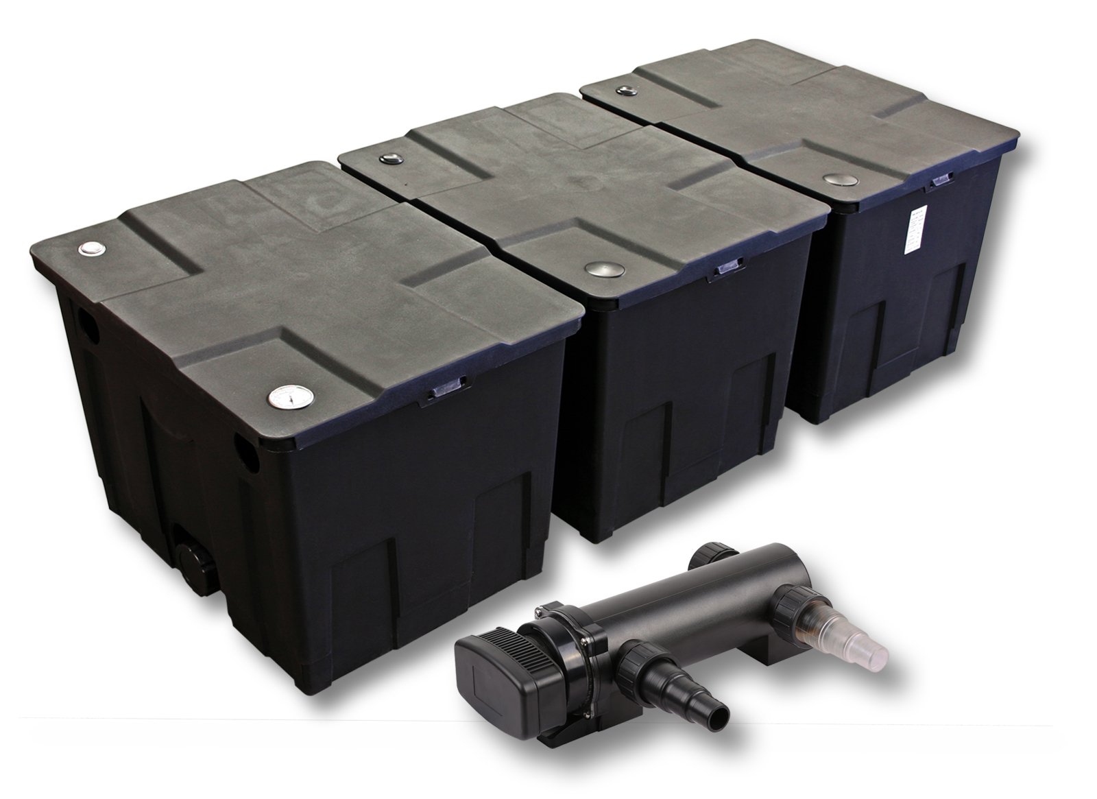 SunSun Komplettset: CBF-350C Teichfilter bis 90000 L Teichfilteranlage als Durchlauffilter, CUV-318 Teichklärer UVC Klärer mit 18 Watt UV-C Leistung