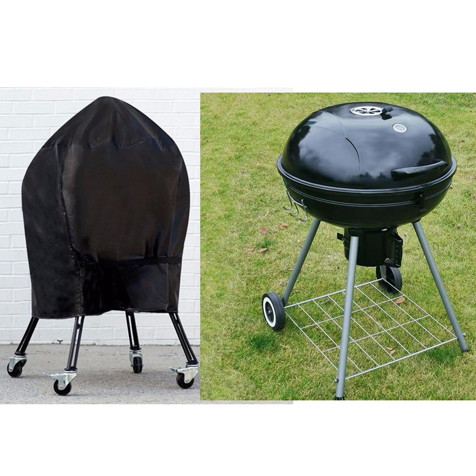 Generico Copertura Rotonda Impermeabile per Grill 210D – Copertura Protettiva Resistente ai Raggi UV per Smoker a Cupola – Copertura Durevole per BBQ a Carbone da Esterno(W96.06xH23.23inch(244x59cm))