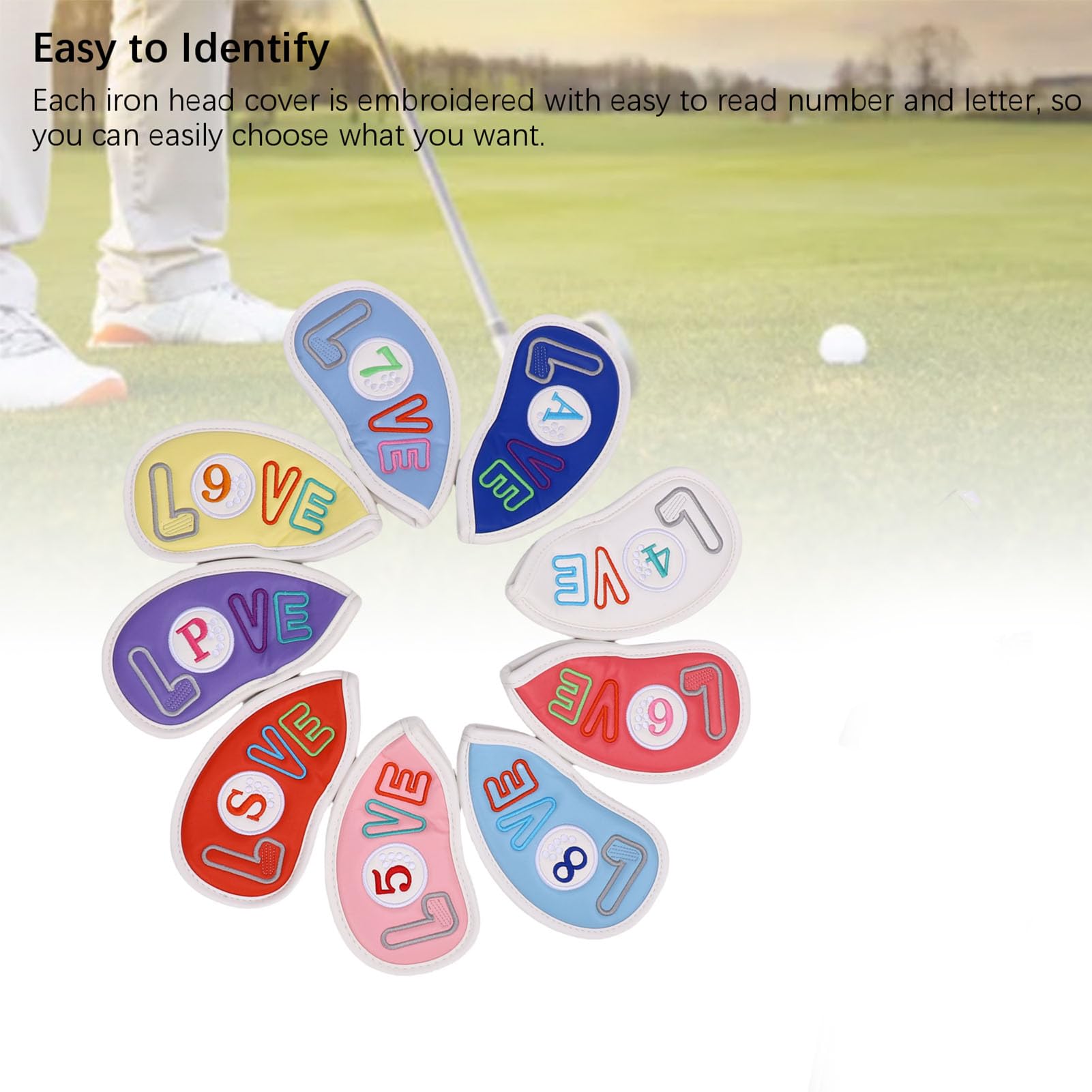 Generic Juego de Fundas para Cabeza de Hierro para Palos, Fundas Protectoras de Terciopelo Suave con Bordado Elegante para Amantes del Golf