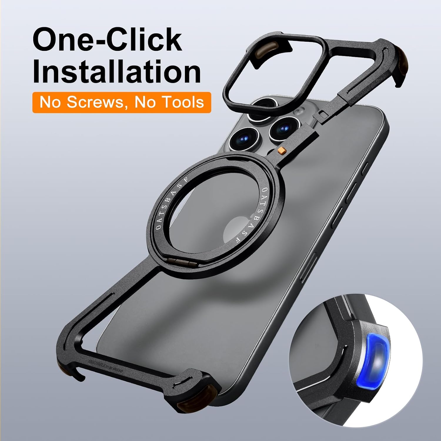 Z Case for iPhone 15 Pro Max Phone Cases,360°Rotating Metal Ring Stand Magnetic Kickstand,Slim Frameless Aluminum Protective Shockproof Thin Bumper Cover for iPhone 15 Pro Max(Black)