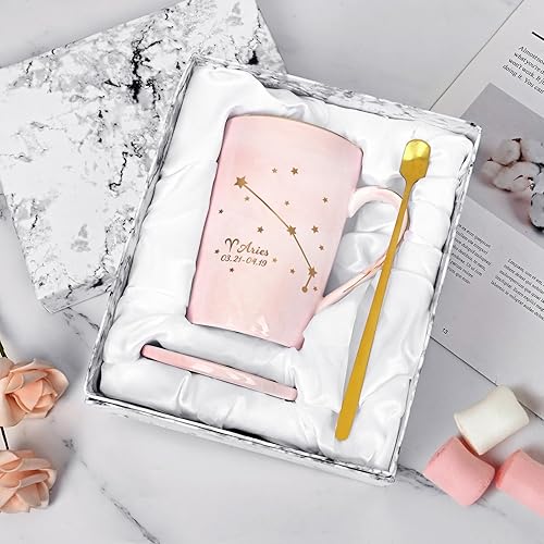 Miniatura 8 de YHRJWN Regalos de Aries para mujeres, regalos de constelación Aries, tazas de café con signo del zodiaco Aries para 12 amantes de las constelaciones