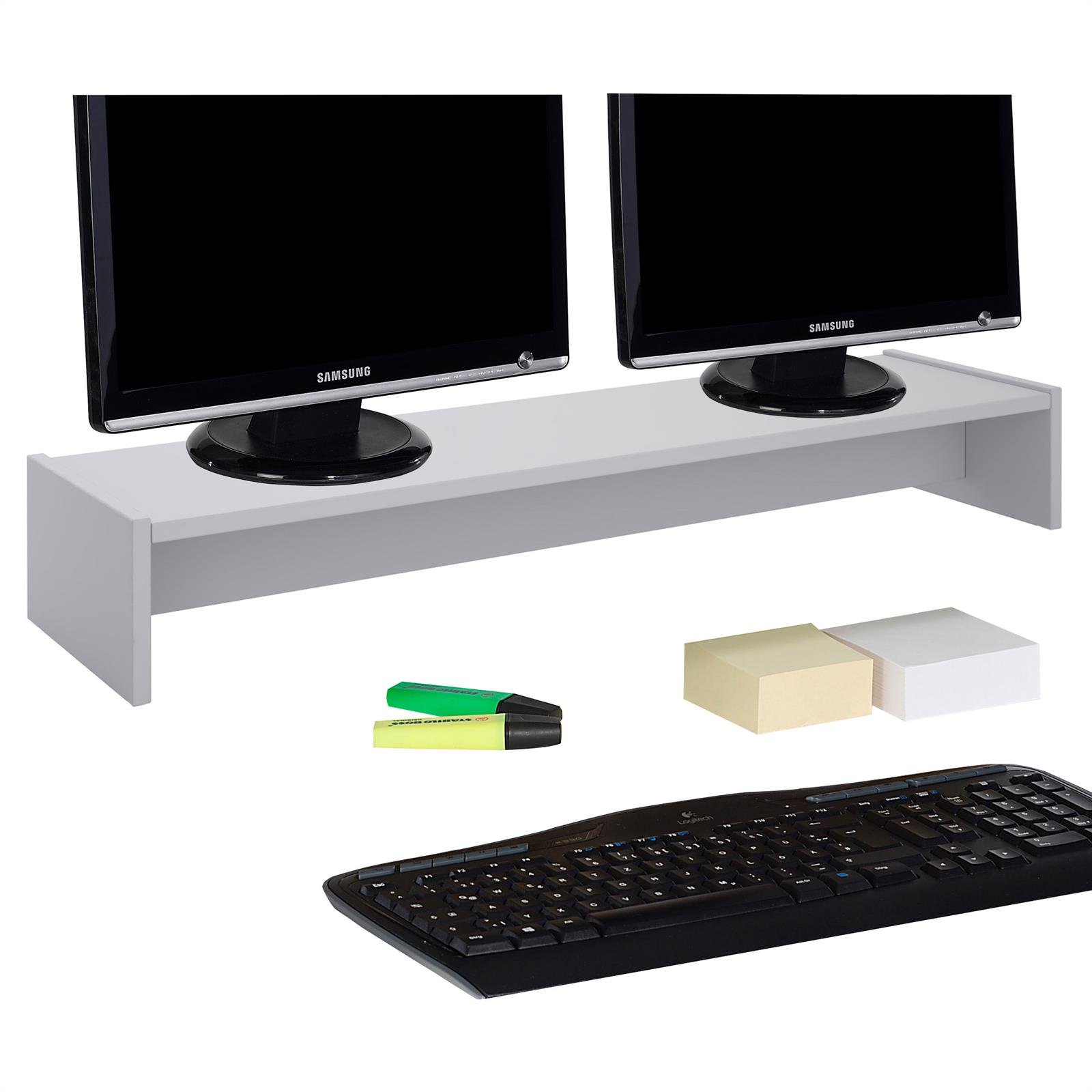 Support d'écran d'ordinateur IDIMEX double afin d'aménager un espace de télétravail épuré