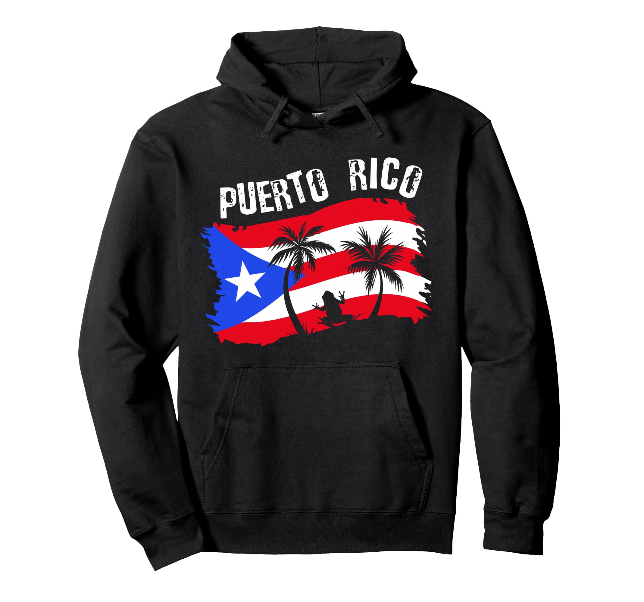 Distressed Style Puerto Rico Frog Gift design Puerto Rico! Pullover Hoodie