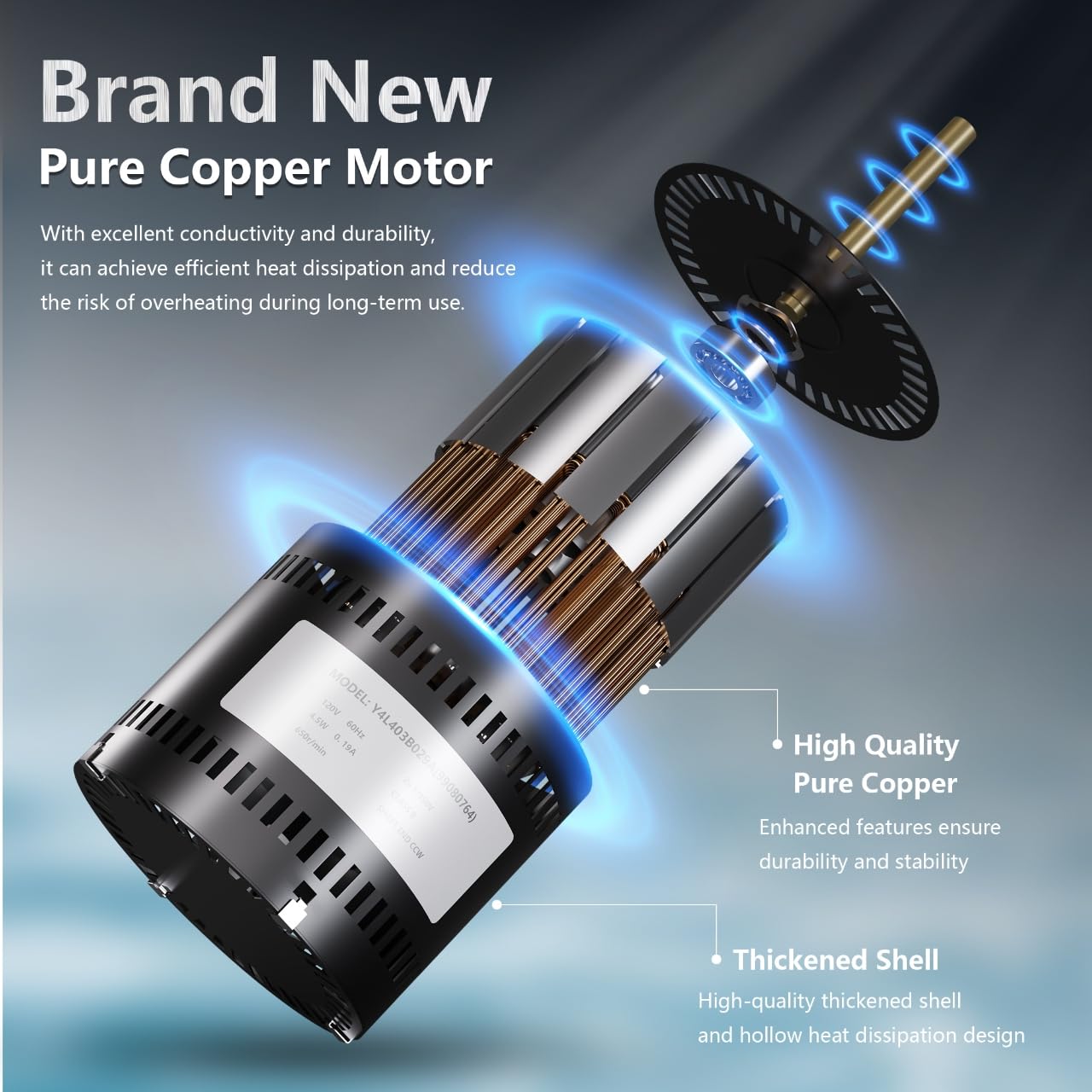 Bathroom Fan Motor Assembly S97016621 S99080568 Replacement Fits QTR070 QTR070L QTN80L QTR080 QTR080L QTR080F QTRN080F QTRN080 (Motor+Blower Wheel)