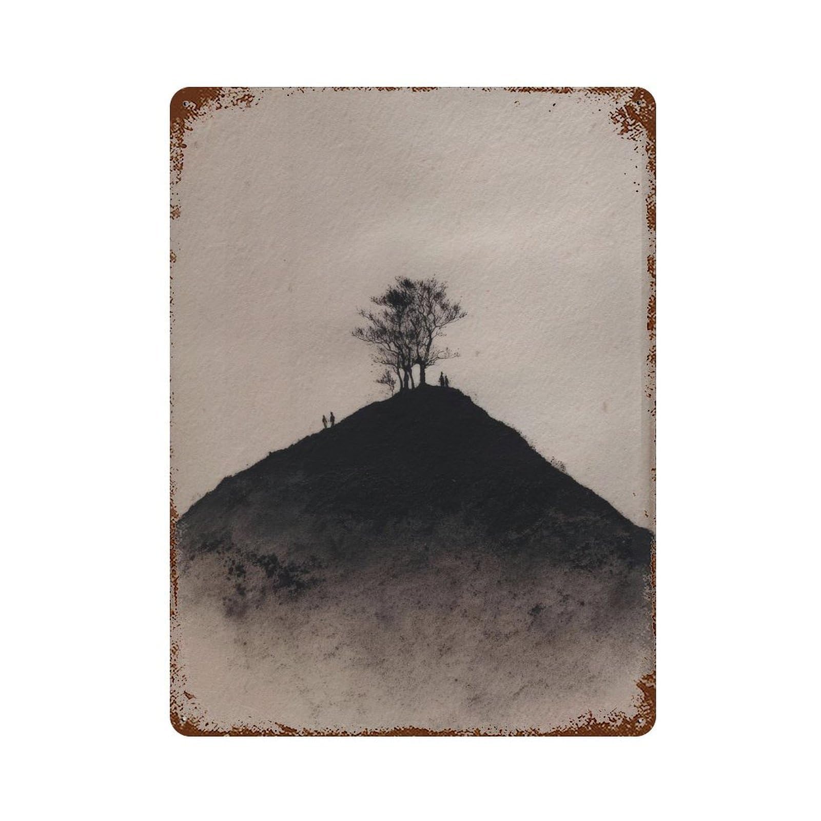 xiaoxiaoshen Solitary Hill. Wabi Wall Decor Art Metal Tin Poster Modern Home Decor Art Home Bar Shop Decorations Vintage Sign 40x30cm
