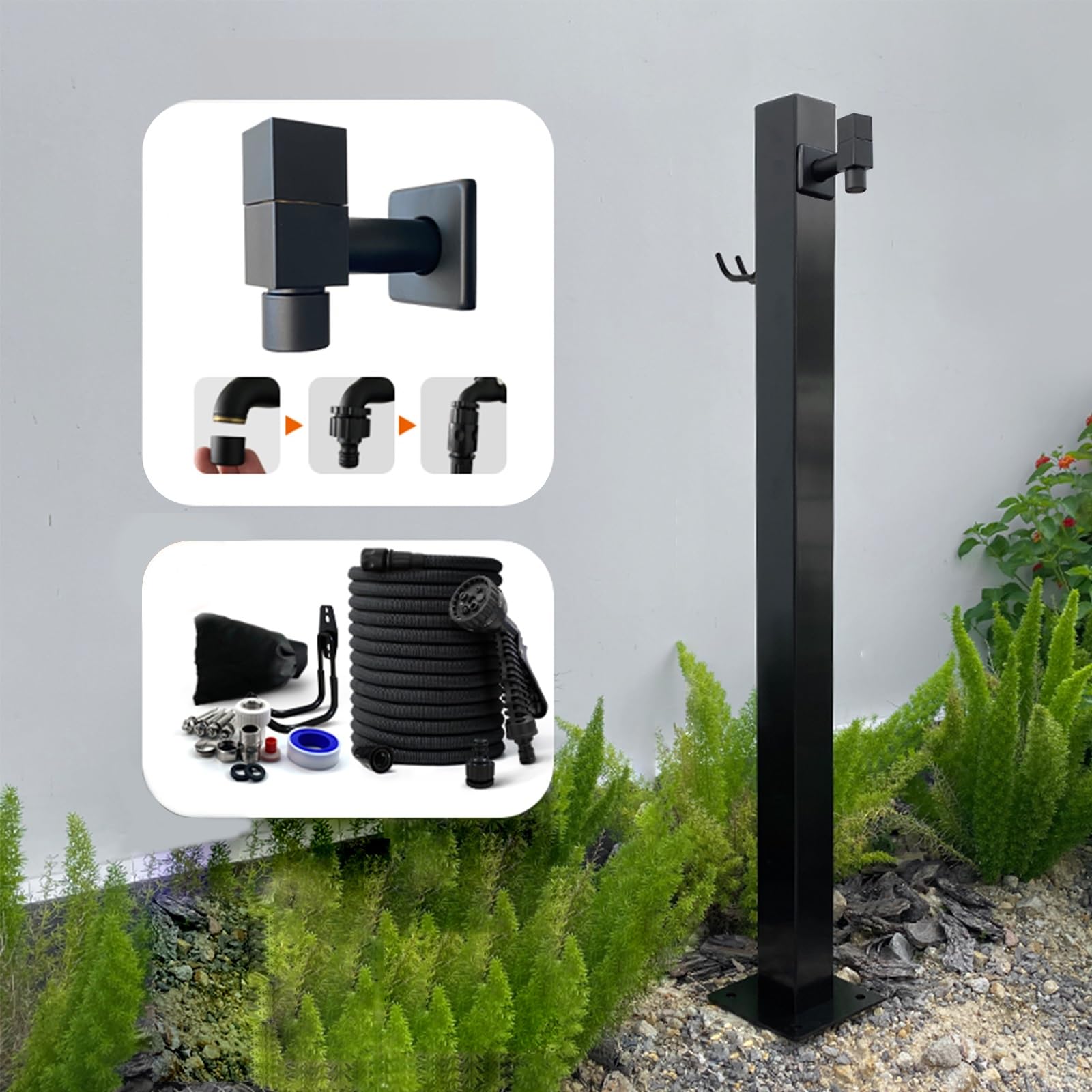 SDCFFC Stainless Steel Outdoor Freestanding Garden Water Column with Freeze Proof Faucet and Hydrant Feature