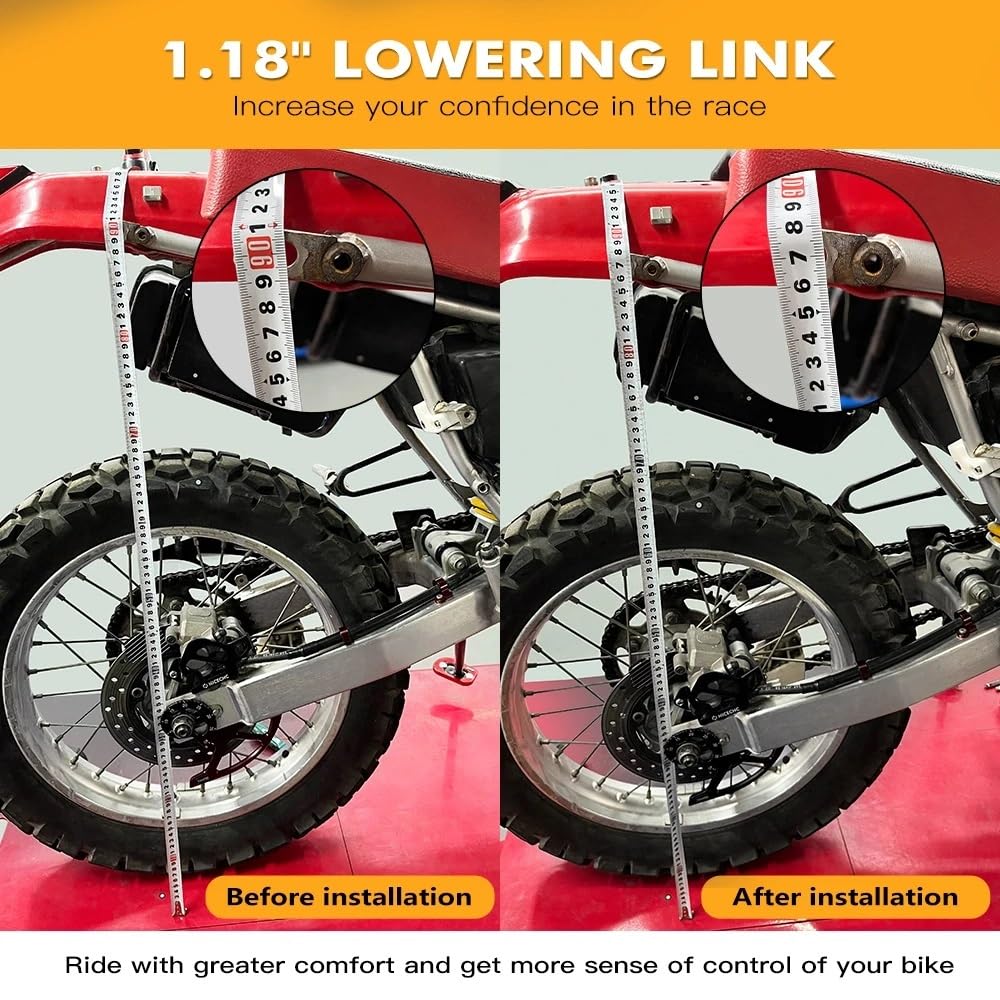 Do XR650L 1993-2025 XR600R 1985-2025 XR 650L 600R Zestaw łączników obniżających Łączniki zawieszenia | Zestaw łączników obniżających motocykla 1,18 cala/30 mm(Black)