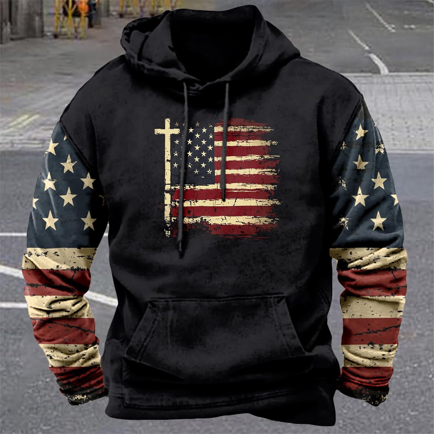 domirica Oversized Grahpic Hoodie for Men Pullover Hooded Sweatshirt Comfy Long Sleeve Lightweight Casual Sweater