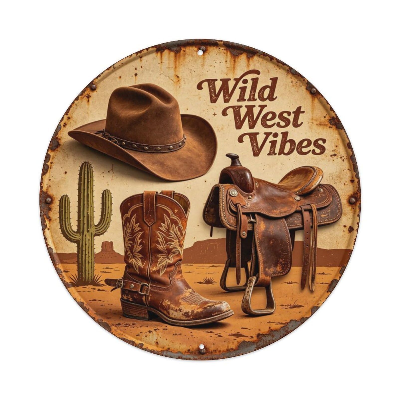 Wild West Vibes Metal Tin Sign Plaque