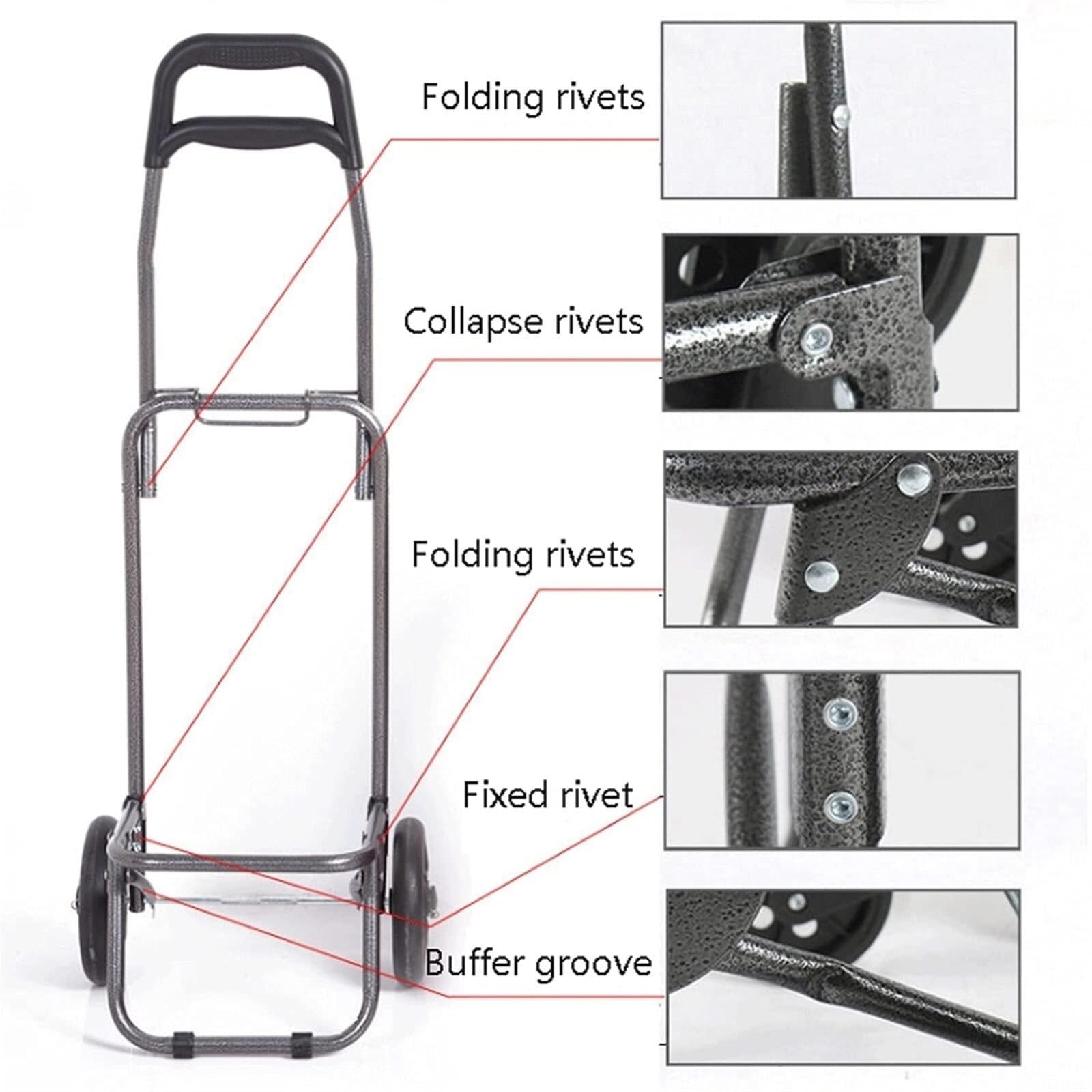 Einkaufstrolley Kompakter Einkaufswagen, Zusammenklappbarer, Ziehwagen, Tragbarer Trolley Für Einkaufen, Gepäck, Büro, Lebensmittelwagen Einkaufswagen Fahrbare(Blue)