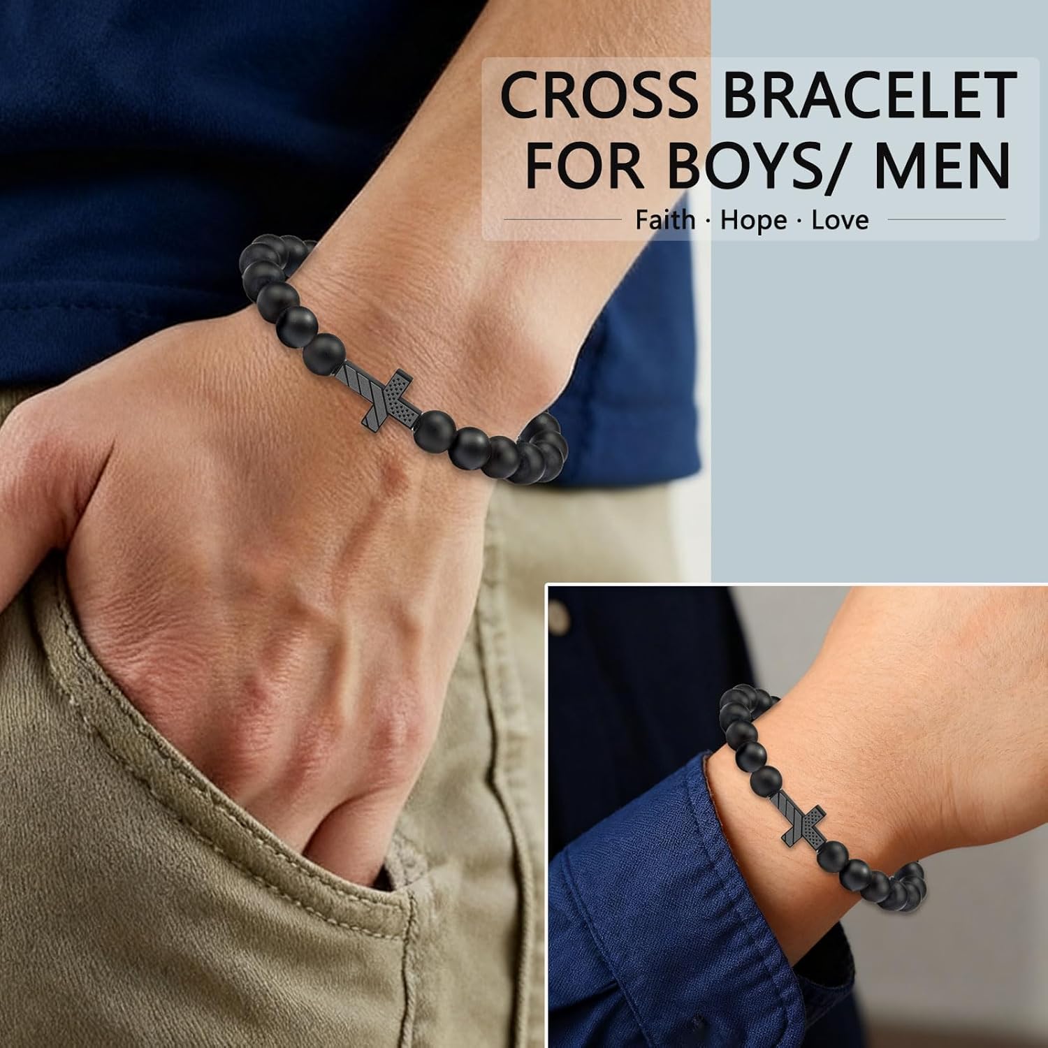 Teen Boy Gift Cross Bracelet for Son Grandson Nephew - Image 2