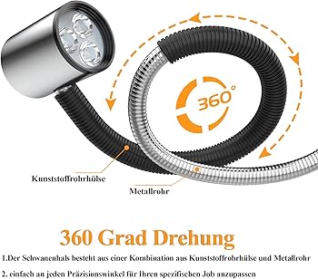 Schwanenhals LED Arbeitsleuchte - 5W, 120 Lumen Mit Magnetfuß