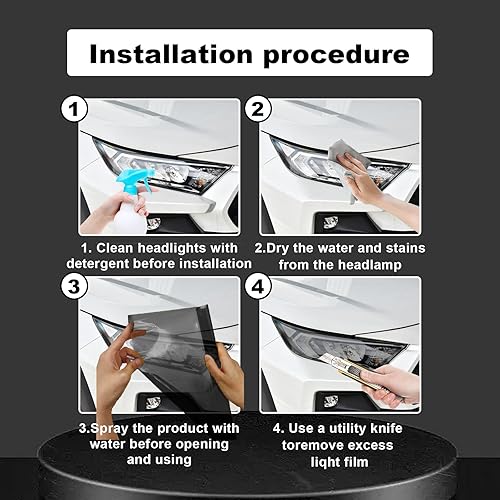 Miniatura 3 de Membrana de luz negra de 12 x 48 pulgadas para faros delanteros de automóvil, luz trasera, lámpara antiniebla, película protectora de embalaje de