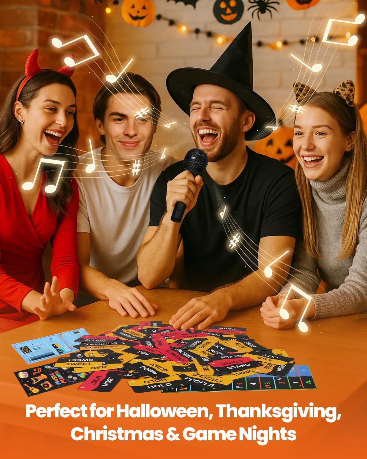 Grab Microphone Music Board Game, Pass The Mic with 280 Song Lyrics (140 Cards) and 10 Blank Cards, 2-10 Players Karaoke Party Game for Family, Fun Misheard Lyrics Music Hilarious Games