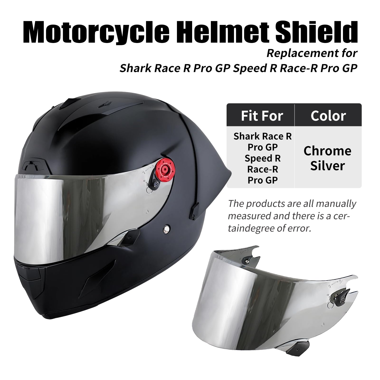 Visera Casco Moto para Shark Race R Pro GP, Visera para Casco Integral de Motocicleta,Lente de Casco de Protección contra el Viento para Moto,Accesorios para Cascos de Moto (Plata)