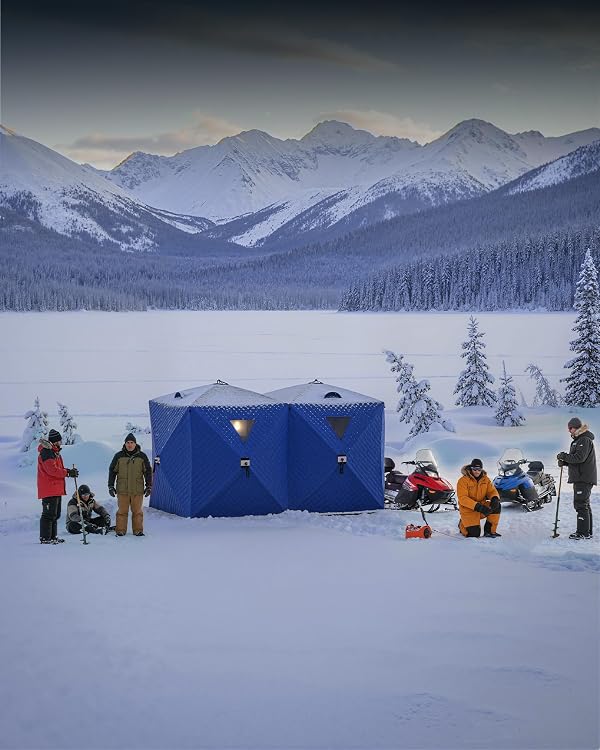 6-8 Person Pop-Up Ice Fishing Shelter – Portable Windproof & Insulated Hub-Style Shelter with 210d Oxford Fabric | Includes Anchors, Ropes & Carry Bag | Quick-Setup Ice Shanty for Winter Fishing by EliteEdge - Image 8