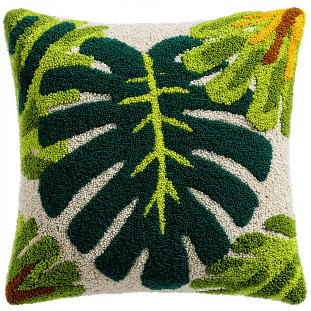 Kitquiver Beginner Latch Hook Cushion Kit,Leaf Decor Pillow Cover 43X43Cm